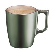 Koffiemokken Monaco - 1x stuks - Hard Glas - groen - 250 ml - 9 cm - Flashy metallic finish