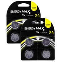 Energymax knoopcel batterijen budget voordeelset - CR2025 - 8x stuks - thumbnail