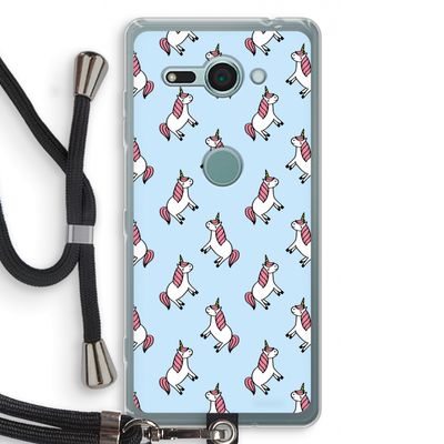 Eenhoorns overal: Sony Xperia XZ2 Compact Transparant Hoesje met koord