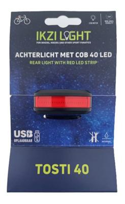 IkziLight achterlicht Tosti 40 COB 40 LED USB-oplaadbaar