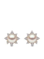 Yoko London boucles d'oreilles Trend en or jaune 18ct ornées de diamants et de perles - thumbnail