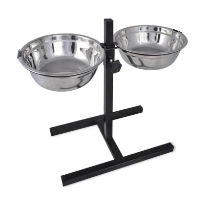 VidaXL Verstelbare dubbele honden / katten voederbak (2 x 4,1l rvs bakken)