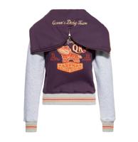 Queen Kerosin College Jacket With Hood Rollerway Aubergine & Grey-XS