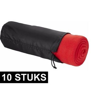 10x Fleece deken rood 150 x 120 cm