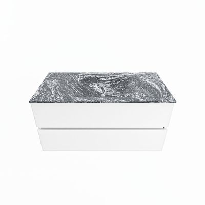 MONDIAZ VICA-DLUX 100cm badmeubel onderkast Talc 2 lades. Inbouw wastafel CLOUD midden zonder kraangat, kleur Lava.