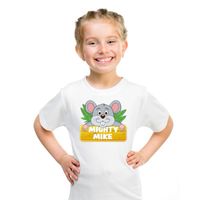 T-shirt wit voor kinderen met muisje Mighty mike