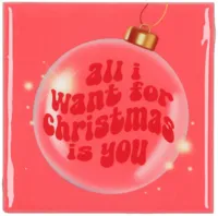 Daan Kromhout Design tegeltje keramiek all i want for christmas 10x10cm roze