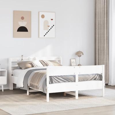 Bedframe zonder matras massief grenenhout wit 140x200 cm