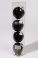 4 kerstballen zwart glans 100 mm - Ksd
