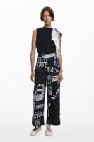 Gecombineerde jumpsuit met krantenprint - BLACK - M