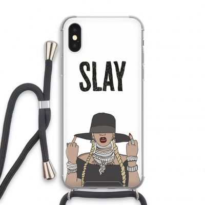 Slay All Day: iPhone X Transparant Hoesje met koord