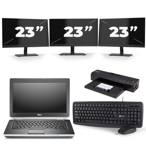 Dell Latitude E6430 - Intel Core i7-2e Generatie - 14 inch - 8GB RAM - 256GB SSD - Windows 10 + 3x 23 inch Monitor