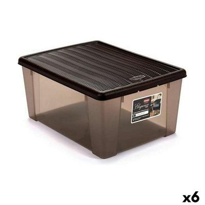 Opbergbak met Deksel Stefanplast Elegance Bruin Plastic 15 L (6 Stuks)