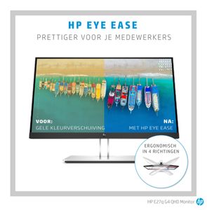 HP E27q G4 LED-monitor Energielabel E (A - G) 68.6 cm (27 inch) 2560 x 1440 Pixel 16:9 5 ms VGA, HDMI, DisplayPort, USB-A 3.2 Gen 1 IPS LED