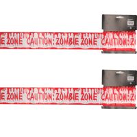 Markeerlint/afzetlint - 2x - Caution: Zombie Zone - 9M - rood/wit - kunststof - thumbnail