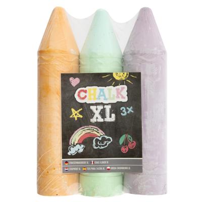 Creative artist stoepkrijt - 3x stuks - XL krijt - oranje/groen/paars - L19 cm