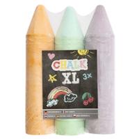 Creative artist stoepkrijt - 3x stuks - XL krijt - oranje/groen/paars - L19 cm
