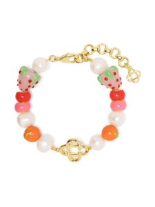 Casablanca logo-charm beaded pearl bracelet - Rose