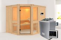 Karibu | Amelia 3 Sauna | Helderglas Deur | Kachel 9 kW Externe Bediening - thumbnail