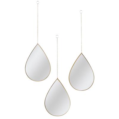 Home Deco Factory wandspiegels druppel - set 3x stuks - 19 x 27 cm - goud - kunststof Home Deco Factory wandspiegels druppel - set 3x stuks - 19 x 27 cm - goud - kunststof