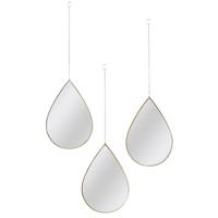 Home Deco Factory wandspiegels druppel - set 3x stuks - 19 x 27 cm - goud - kunststof
