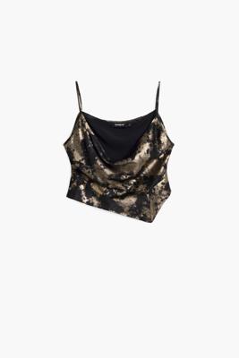 Gedrapeerd top T-shirt - BLACK - S