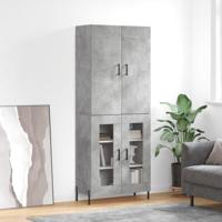 Hoge kast 69,5x34x180 cm bewerkt hout betongrijs