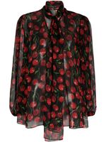 Dolce & Gabbana blouse en soie à cerises imprimées - Noir - thumbnail