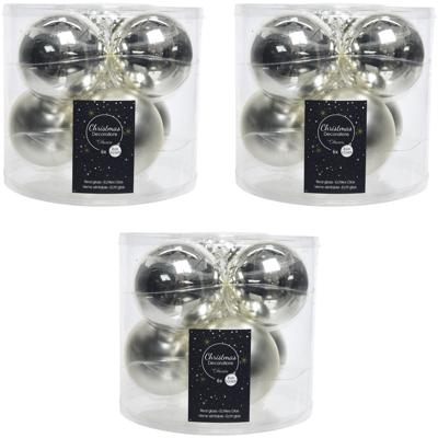 Decoris Kerstballen - 18x - 6 stuks - zilver - glans en mat - 8 cm