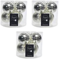Decoris Kerstballen - 18x - 6 stuks - zilver - glans en mat - 8 cm - thumbnail