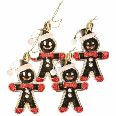 4x Kerstboomhangers Groene Peperkoekmannen 9 Cm Kerstversiering - Kersthangers