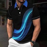 3D Casual Voor heren Korte mouw Casual Alledaagse kleding Lente zomer Afdrukken Strijkijzer Zwart Micro-elastisch 95% Polyester 5% Spandex Piqué poloshirt Lightinthebox - thumbnail