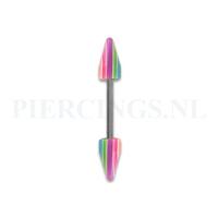 Barbell acryl cones regenboog kleuren