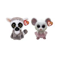 Ty - Knuffel - Beanie Boo's - Linus Lemur & Nina Mouse
