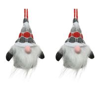 4x stuks kersthangers figuurtjes kerst gnome/kabouter/dwerg grijs 12 cm - thumbnail