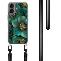 iPhone 17 hoesje met zwart koord - Emerald flowers