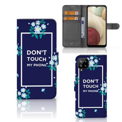 Samsung Galaxy A12 Portemonnee Hoesje Flowers Blue DTMP Samsung Galaxy A12 Portemonnee Hoesje Flowers Blue DTMP