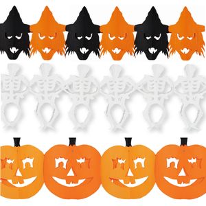 Halloween/horror versiering set van 3x thema feestslingers van 3 meter papier