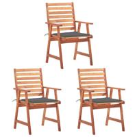 Tuinstoelen 3 st met kussens massief acaciahout