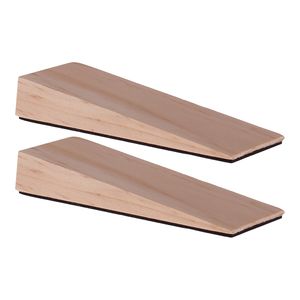 Deurwig - 2x - hout - anti-slip - 12 x 2 cm - deurstopper