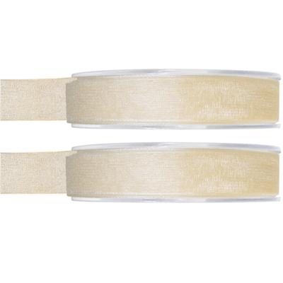 Organza sierlint - 2x - creme wit - 15 mm x 20 meter - Hobby decoratie lint - Cadeaulint