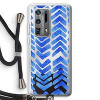 Blauwe pijlen: Huawei P40 Pro Plus Transparant Hoesje met koord