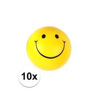 10x Smiley stressbal 6 cm   -