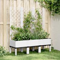 VidaXL Plantenbak met latwerk 120x40x142 cm polypropeen wit - thumbnail