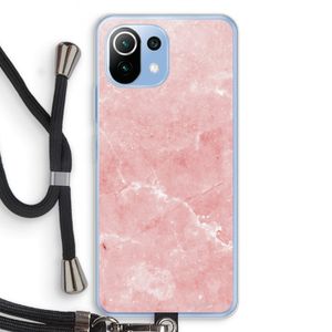 Roze marmer: Xiaomi Mi 11 Lite Transparant Hoesje met koord