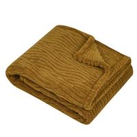 Stof Textiles Plaid/bankdeken/bedsprei Columbia - camel - 130 x 160 cm - 1 persoons