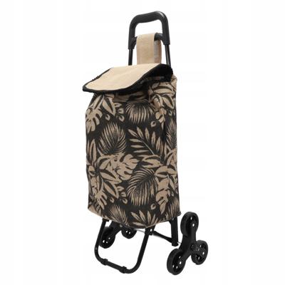 Boodschappentrolley bladeren - jute - 40 x 35 x 92 cm - 33 liter Boodschappentrolley bladeren - jute - 40 x 35 x 92 cm - 33 liter