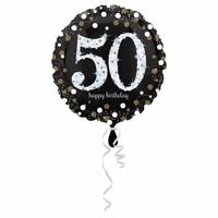 FolieBallon 50 jaar happy birthday zilver 43cm