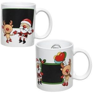 Setje van 2x stuks kerst thema drink mokken/bekers met krijtvlak