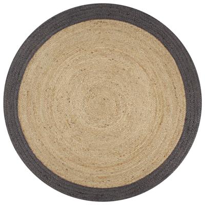 VidaXL Vloerkleed handgemaakt met donkergrijze rand 120 cm jute